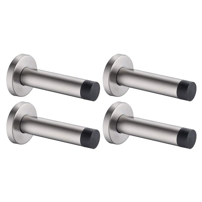 JQK Door Stopper, 304 Stainless Steel Thicken 1mm Sound Dampening Door Stop Bumper Wall Protetor 4 Pack, Brushed, DSB5-BN-P4 - Image 1